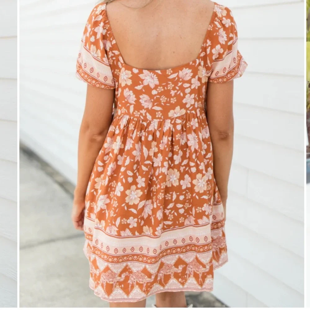 Pink Lily Orange Floral Mini Dress - Picture 4 of 7